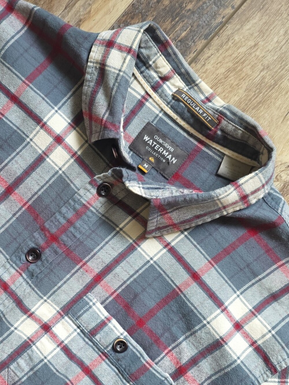 Quiksilver Waterman - Plaid Flannel Shirt - M - Grey Red